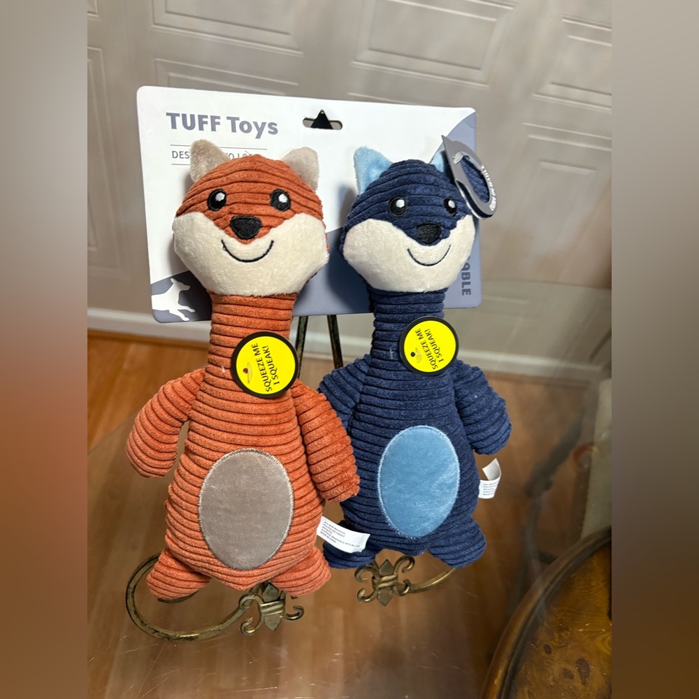 Jmle  Tuff Brand New  Beautiful Set Of 2  Dog Toy With Squeaker Fox 🦊 10”